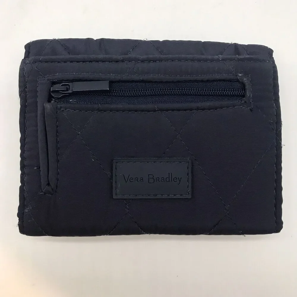 Vera Bradley Wallet Trifold CC ID Cash Quilted Navy Blue Floral Lined 5.5 x 4.5 - Picture 9 of 15